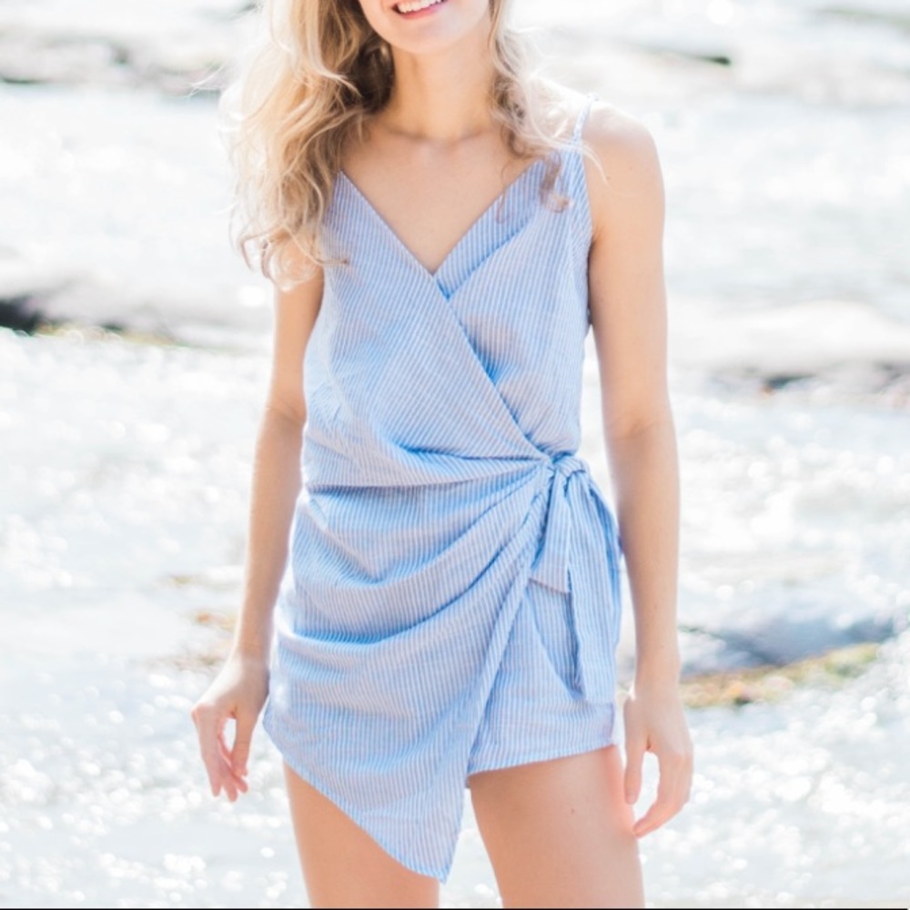 Striped Surplice Romper, WORN ONCE, size XS